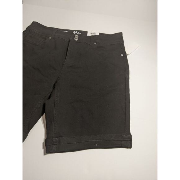 Style & Co Denim Shorts Deep Black 10 Cuffed Hem Mid Rise Button Fly Regular Fit - Picture 4 of 8